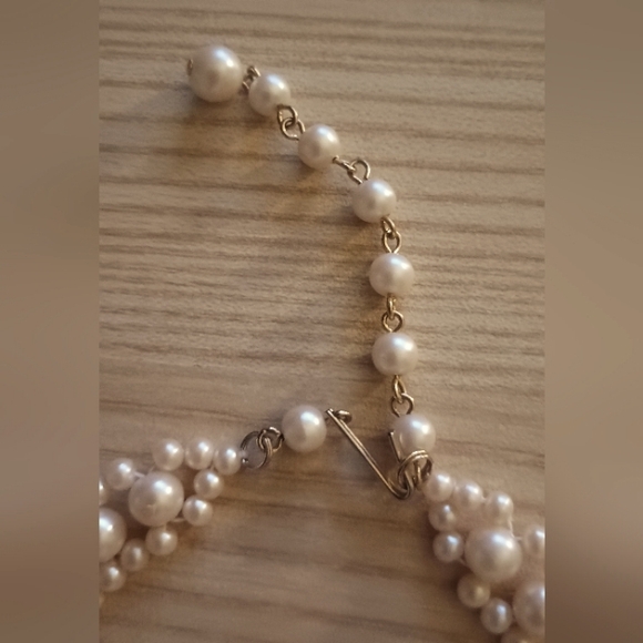 Vintage 60's - 70's  Faux Pearl Necklace Choker with Earrings Set - Picture 7 of 9